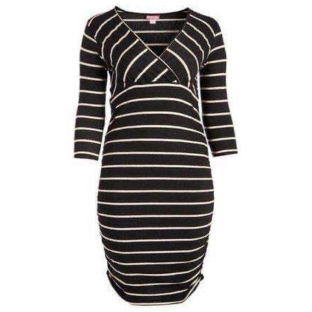 Penelope’s Closet Black Striped Bodycon Dress NEW Nursing Friendly 2X